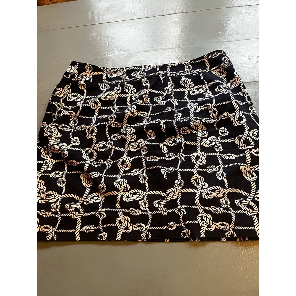 Talbots Petites Rope Print Mini Skirt Womens Size 14P Navy White Nautical Skirt